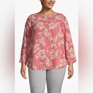 NWT Lane Bryant Floral Pink Blouse 3/4 Sleeve Size 22